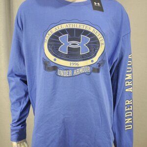 Under Armour Men's T shirt 2XL Loose fit Heavyweight chest Logo L/S Purple NWT
